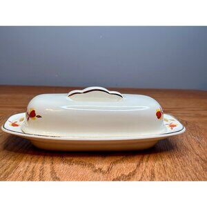 Hall Autumn Leaf Jewel Tea Ruffled Grip 1/4 Pound Covered Butter Dish